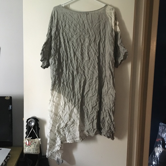 KRISTA LARSON Grey + White Crumple Crinkle Tie Dye Asymmetric Dress One … - Picture 3 of 5